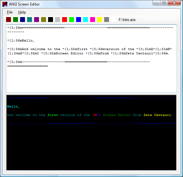 Screenshot for ANSI Screen Editor 1