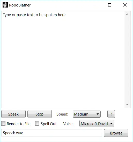 RoboBlather is a free text-to-speech application written using .NET 3.0.