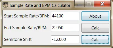 Sample Rate and BPM Calculator screen shot