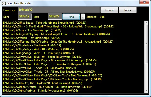 Click to view Song Length Finder 1 screenshot